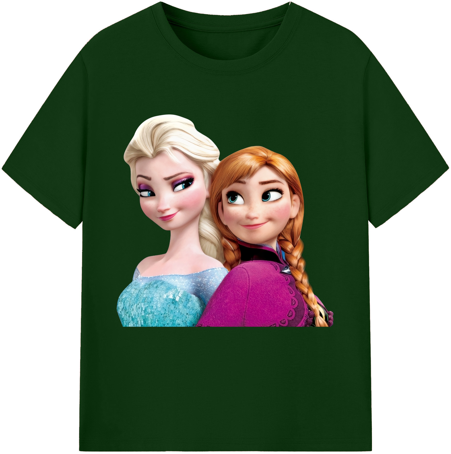 （画像用） アナと雪の女王 アンナ エルサ Frozen Anna Elsa 綿100％半袖Tシャツ（フロントプリント）